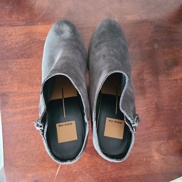 Dolce Vita Gray Suede Leather Hans Block Heel Booties Shoes Women's Size 7.5 - Picture 7 of 12